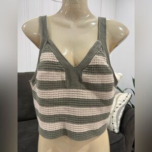 NOBO Green and Cream Knit Top